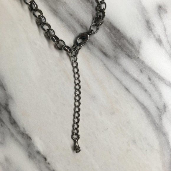 Black Hematite Necklace, Multi-Strand Bib Necklace, Faceted Stones, 18 inches - Picture 6 of 8